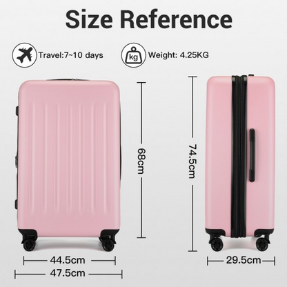 KSK2477 - Kono Durable 28 Inch Expandable ABS+PC Vertical Textured Hard Shell Suitcase with Secure 3-Digit Lock - Pink