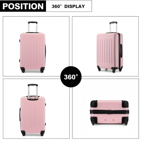 KSK2477 - Kono Durable 28 Inch Expandable ABS+PC Vertical Textured Hard Shell Suitcase with Secure 3-Digit Lock - Pink