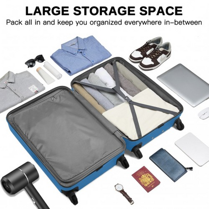 KSK2477 - Kono Durable 28 Inch Expandable ABS+PC Vertical Textured Hard Shell Suitcase with Secure 3-Digit Lock - Navy