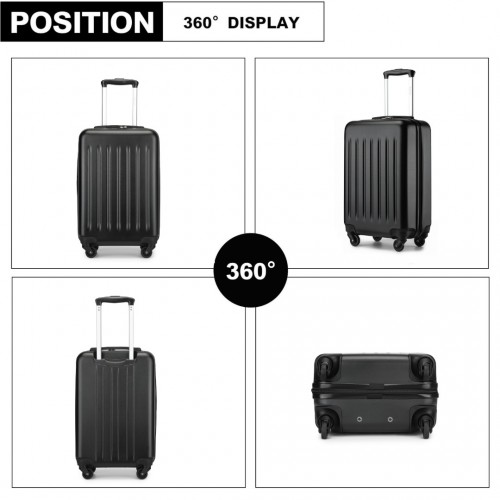 Kono 20 Inch Lightweight ABS+PC Carry-On Suitcase with Secure 3-Digit Lock - Black