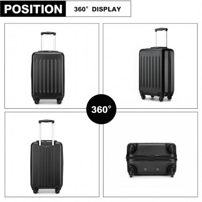 Kono 20 Inch Lightweight ABS+PC Carry-On Suitcase with Secure 3-Digit Lock - Black