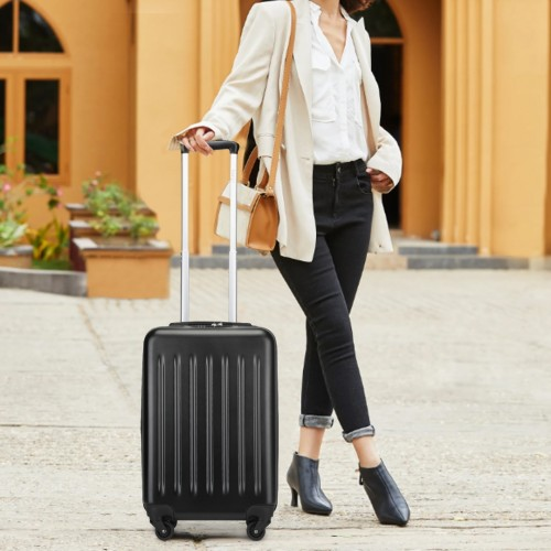 Kono 20 Inch Lightweight ABS+PC Carry-On Suitcase with Secure 3-Digit Lock - Black