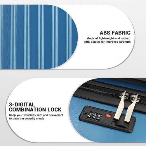 Kono Durable 24 Inch Lightweight Check-in Suitcase with Secure 3-Digit Lock - Navy