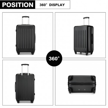 Kono 24 Inch Lightweight ABS+PC Check-in Suitcase with 3-Digit Lock - Black