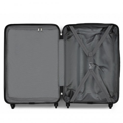 Kono 24 Inch Lightweight ABS+PC Check-in Suitcase with 3-Digit Lock - Black