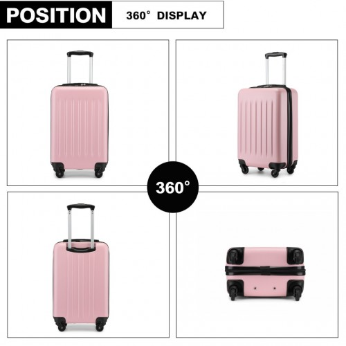 Kono 20 Inch Lightweight Durable ABS+PC Carry-On Suitcase with 3-Digit Lock - Pink