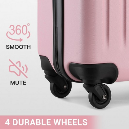Kono 20 Inch Lightweight Durable ABS+PC Carry-On Suitcase with 3-Digit Lock - Pink