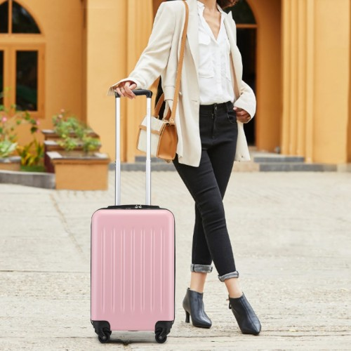 Kono 20 Inch Lightweight Durable ABS+PC Carry-On Suitcase with 3-Digit Lock - Pink