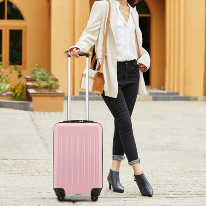 Kono 20 Inch Lightweight Durable ABS+PC Carry-On Suitcase with 3-Digit Lock - Pink