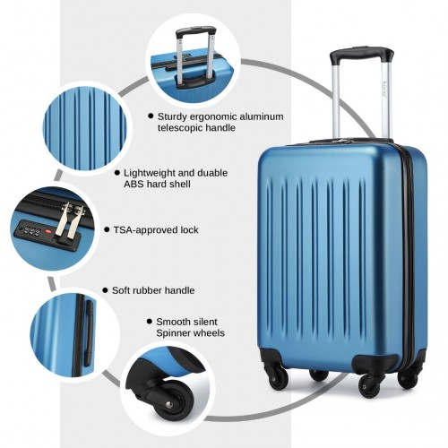 Kono 20-Inch Lightweight ABS+PC Carry-On Suitcase with 3-Digit Lock - Navy
