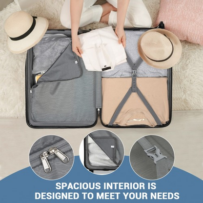 Kono 20-Inch Lightweight ABS+PC Carry-On Suitcase with 3-Digit Lock - Navy