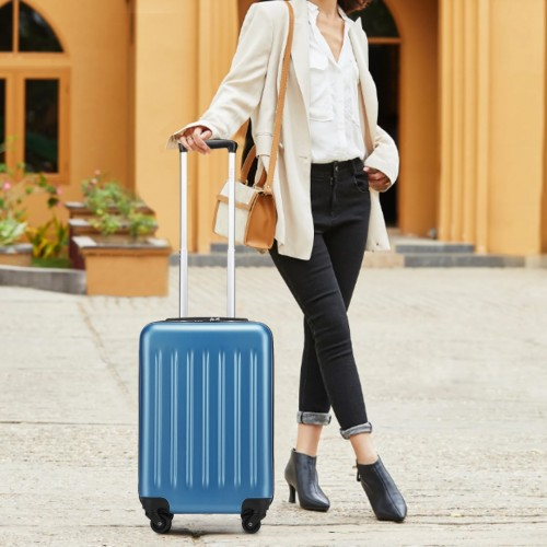 Kono 20-Inch Lightweight ABS+PC Carry-On Suitcase with 3-Digit Lock - Navy