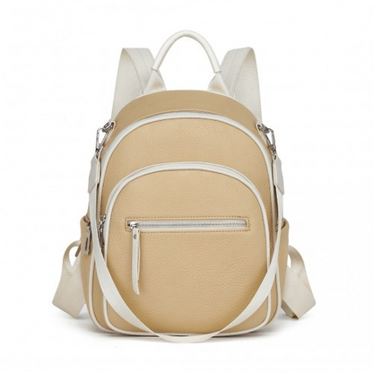 Miss Lulu PU Leather Convertible Backpack Crossbody Bag - Lightweight Anti-Theft Daypack with Multiple Pockets - Yellow