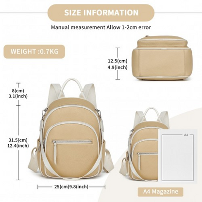 Miss Lulu PU Leather Convertible Backpack Crossbody Bag - Lightweight Anti-Theft Daypack with Multiple Pockets - Yellow