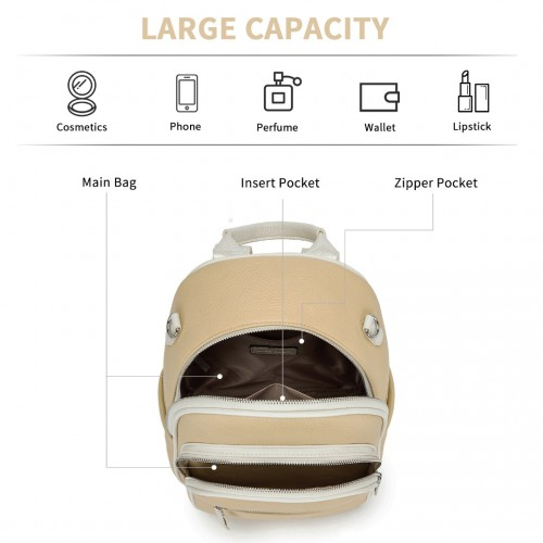 Miss Lulu PU Leather Convertible Backpack Crossbody Bag - Lightweight Anti-Theft Daypack with Multiple Pockets - Yellow