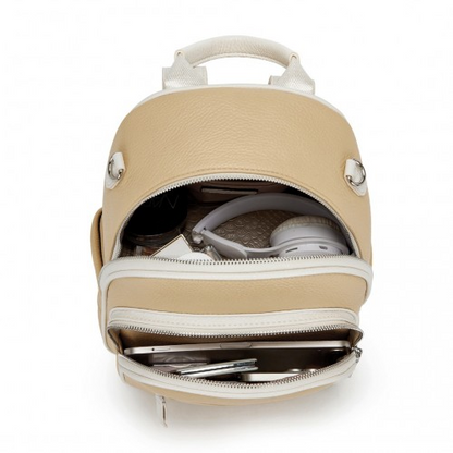 Miss Lulu PU Leather Convertible Backpack Crossbody Bag - Lightweight Anti-Theft Daypack with Multiple Pockets - Yellow