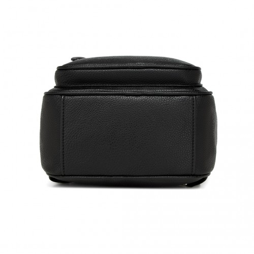 Miss Lulu PU Leather Convertible Backpack Crossbody Bag - Lightweight Anti-Theft Daypack with Multiple Pockets - Black