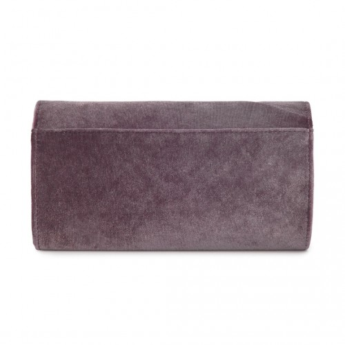 Miss Lulu Elegant Velvet Evening Clutch with Crystal Ring - Versatile Shoulder or Handheld Bag - Purple