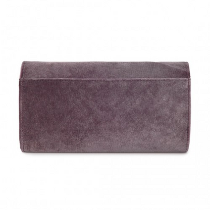 Miss Lulu Elegant Velvet Evening Clutch with Crystal Ring - Versatile Shoulder or Handheld Bag - Purple