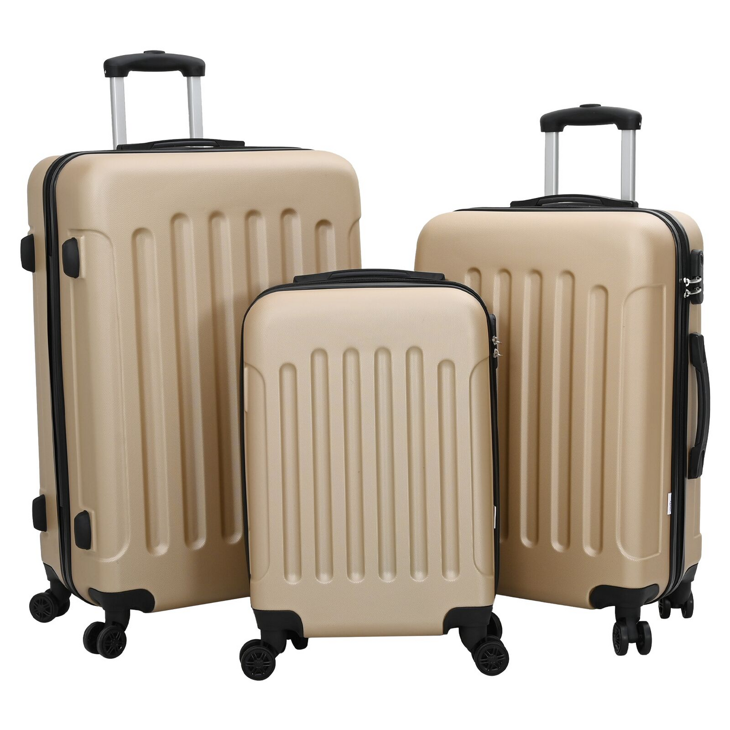vidaXL Suitcase with Lock 3 pcs Champagne 50 x 31 x 78 cm ABS Plastic