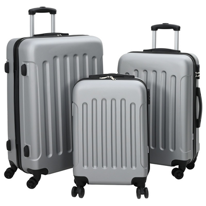 vidaXL Suitcase with Lock 3 pcs Silver 50 x 31 x 78 cm ABS Plastic