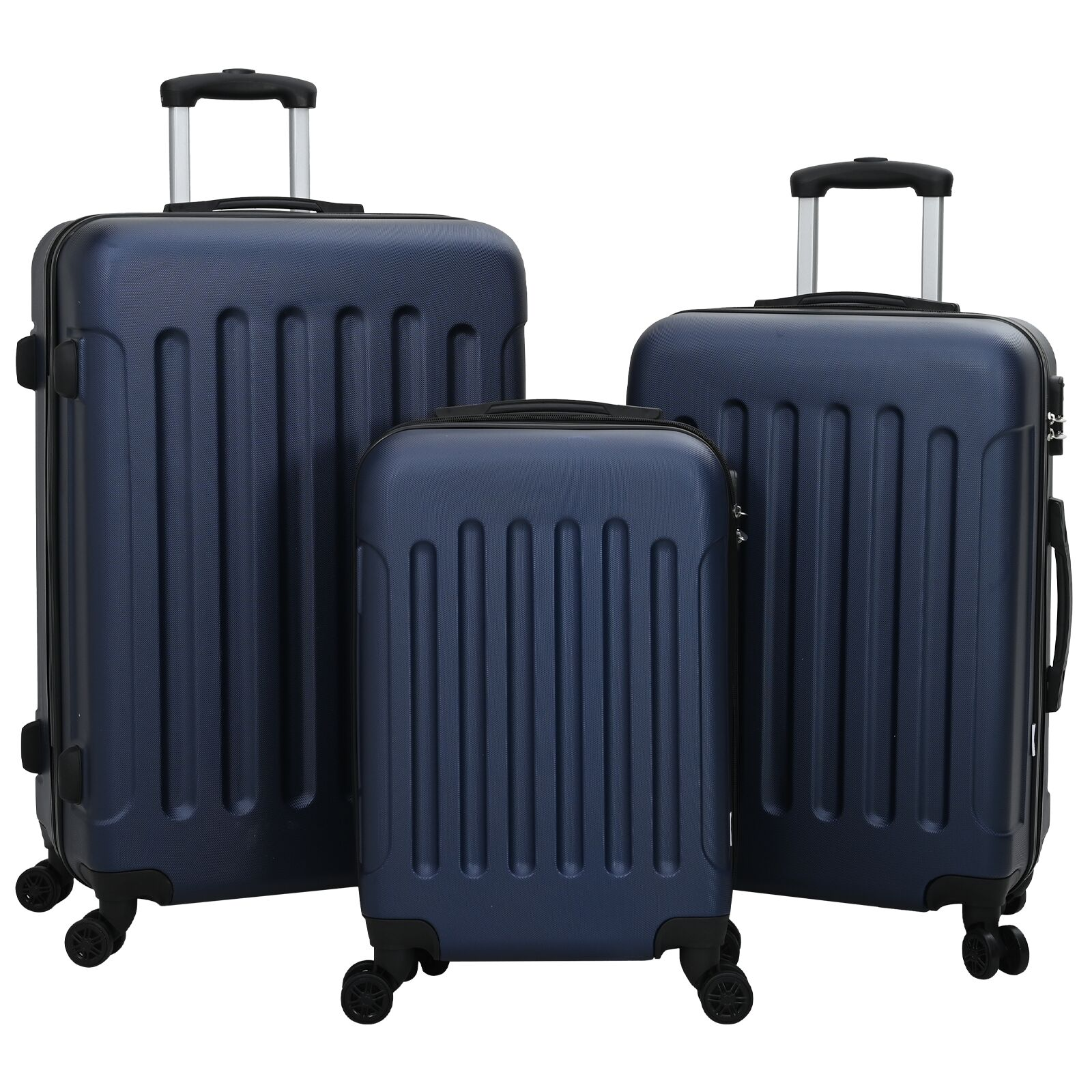 vidaXL Suitcase with Lock 3 pcs Dark Blue 50 x 31 x 78 cm ABS Plastic