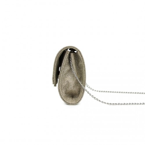 Elegant Gold Glitter Evening Clutch with Crystal Embellishment & Detachable Chain Strap | Miss Lulu Crossbody Handbag