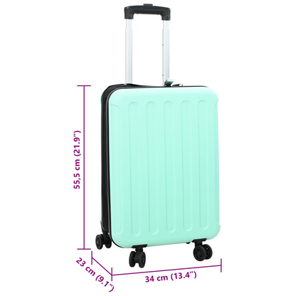 vidaXL Suitcase Folding Mint Green - Durable 34 x 23 x 55.5 cm ABS Plastic Travel Luggage