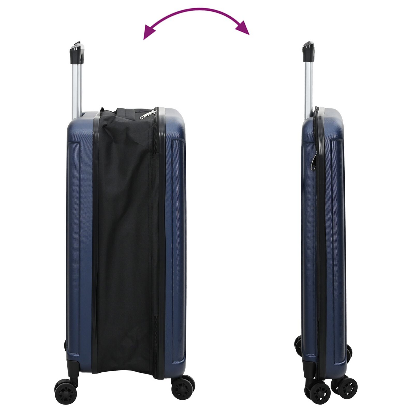 vidaXL Dark Blue Suitcase Folding 34 x 23 x 55.5 cm | ABS Plastic Travel Luggage
