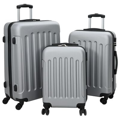 vidaXL Suitcase with Lock 3 pcs Silver 50 x 31 x 78 cm ABS Plastic