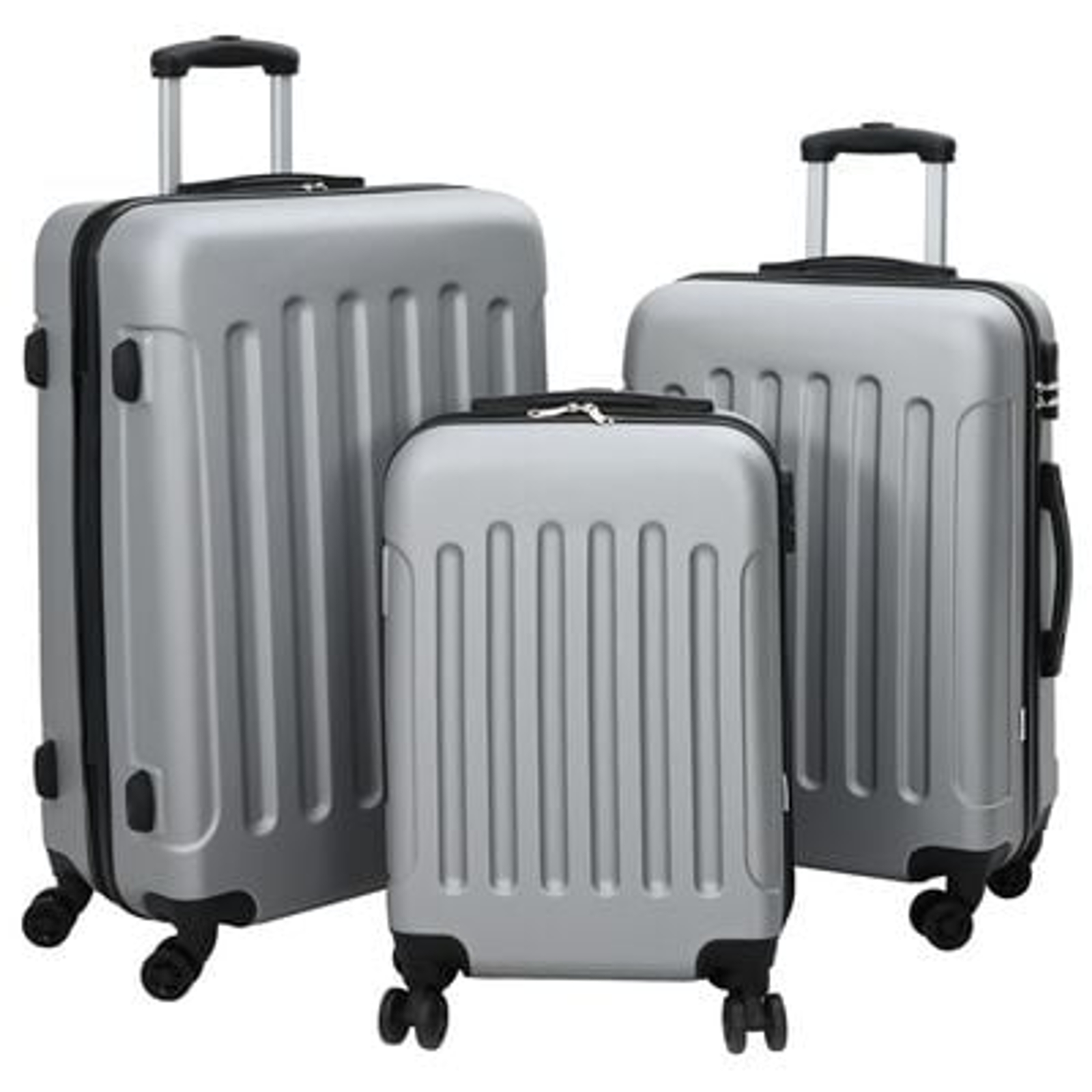 vidaXL Suitcase with Lock 3 pcs Silver 50 x 31 x 78 cm ABS Plastic