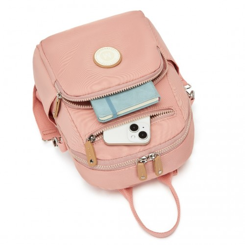 Miss Lulu 3-in-1 Convertible Backpack - Versatile Backpack, Shoulder, or Crossbody Bag - Pink