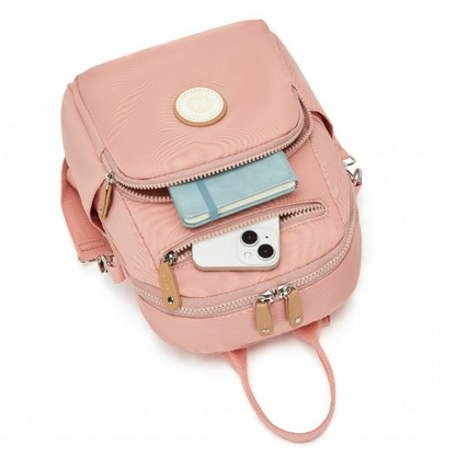 Miss Lulu 3-in-1 Convertible Backpack - Versatile Backpack, Shoulder, or Crossbody Bag - Pink