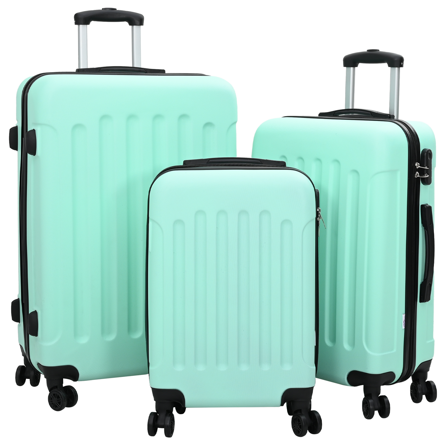 vidaXL Suitcase with Lock 3 pcs Mint green 50 x 31 x 78 cm ABS Plastic