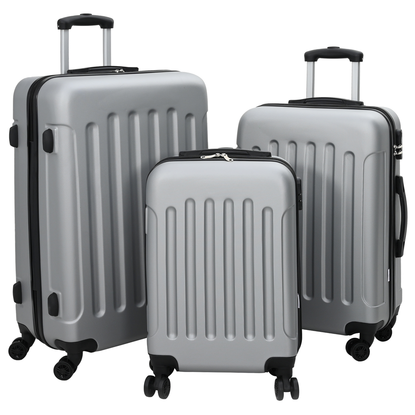vidaXL Suitcase with Lock 3 pcs Silver 50 x 31 x 78 cm ABS Plastic