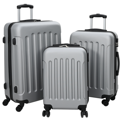 vidaXL Suitcase with Lock 3 pcs Silver 50 x 31 x 78 cm ABS Plastic