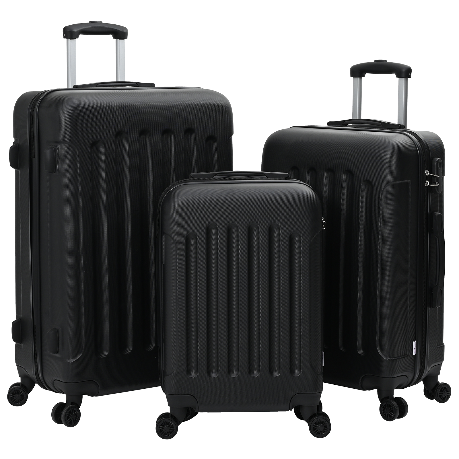 vidaXL Suitcase with Lock 3 pcs Black 50 x 31 x 78 cm ABS Plastic