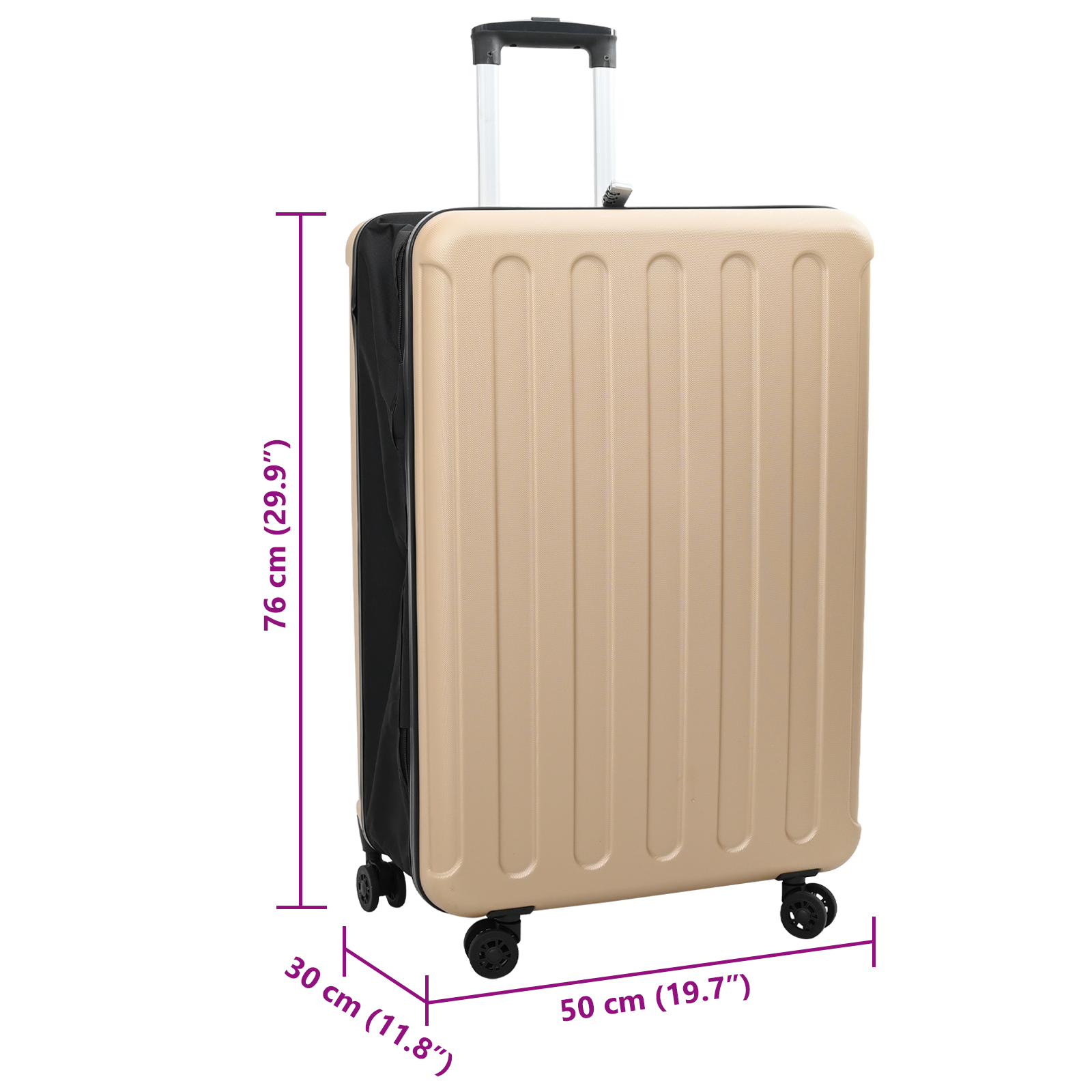 vidaXL Suitcase Folding Champagne 50 x 30 x 76 cm ABS Plastic