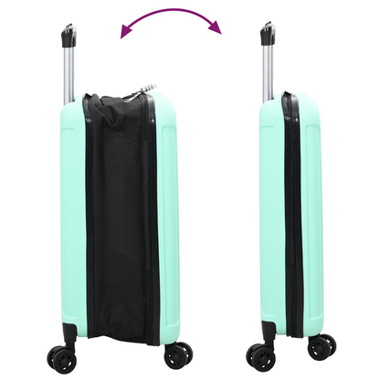 vidaXL Suitcase Folding Mint Green - Durable 34 x 23 x 55.5 cm ABS Plastic Travel Luggage