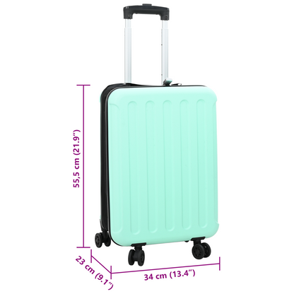 vidaXL Suitcase Folding Mint Green - Durable 34 x 23 x 55.5 cm ABS Plastic Travel Luggage