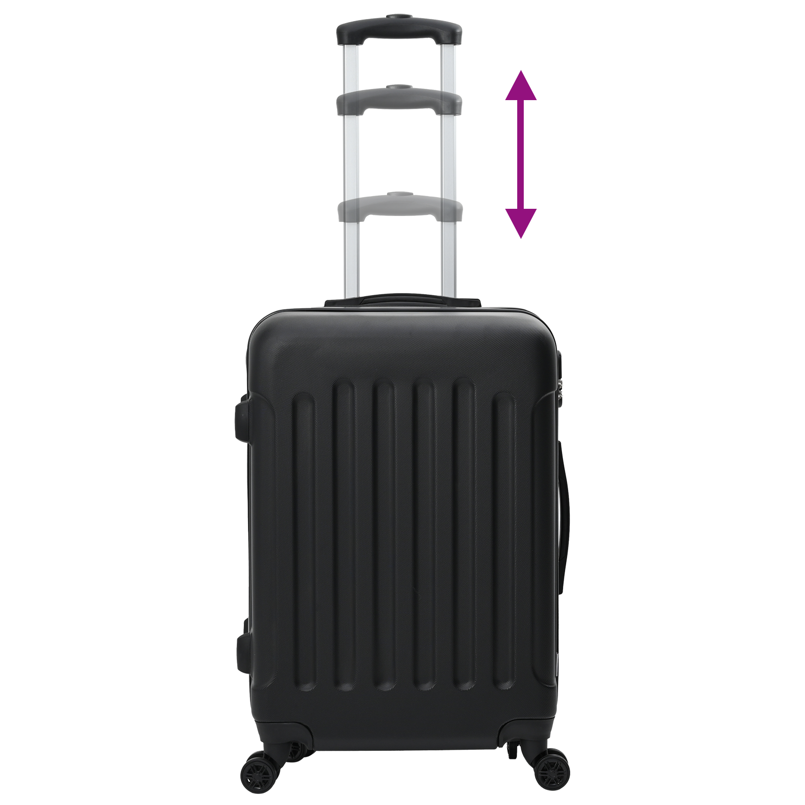 vidaXL Suitcase with Lock 3 pcs Black 50 x 31 x 78 cm ABS Plastic