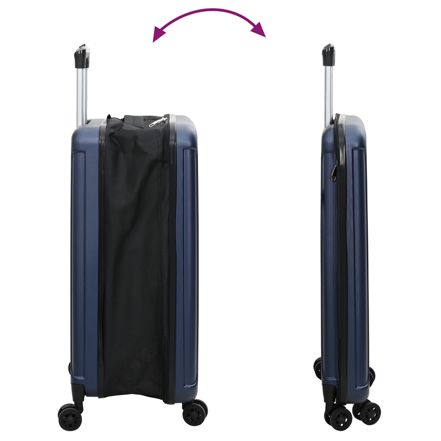 vidaXL Dark Blue Suitcase Folding 34 x 23 x 55.5 cm | ABS Plastic Travel Luggage