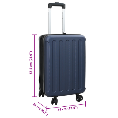 vidaXL Dark Blue Suitcase Folding 34 x 23 x 55.5 cm | ABS Plastic Travel Luggage