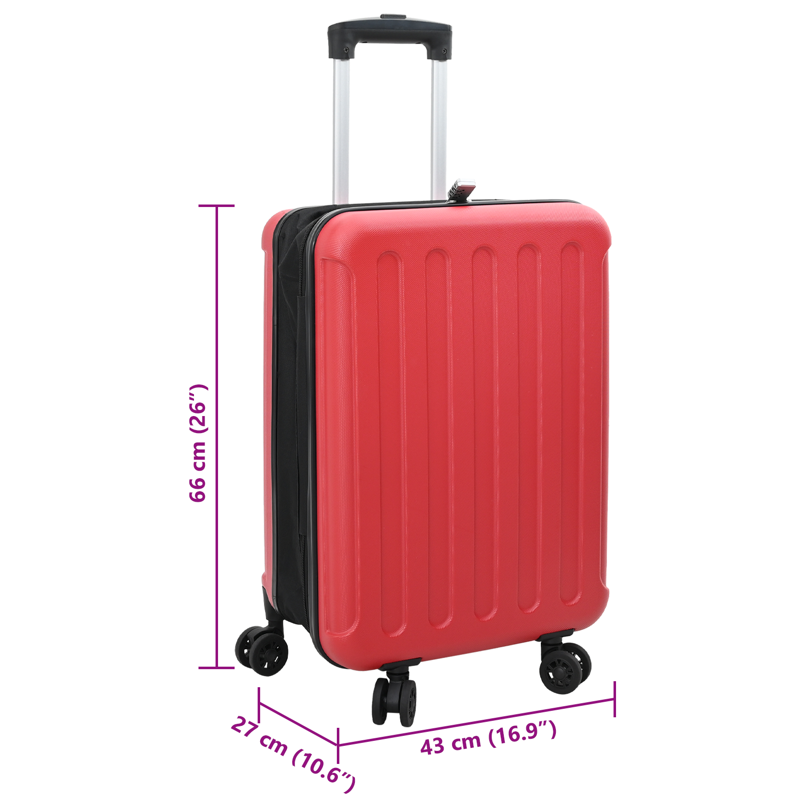 vidaXL Suitcase Folding with Lock Red 43 x 27 x 66 cm ABS Plastic