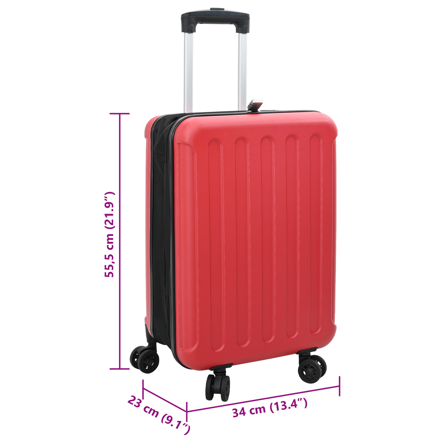 vidaXL Red ABS Plastic Suitcase with Lock - 34x23x55.5 cm