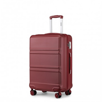 Kono ABS 24 Inch Sculpted Horizontal Design Suitcase - Burgundy