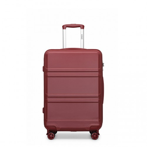 Kono ABS 24 Inch Sculpted Horizontal Design Suitcase - Burgundy