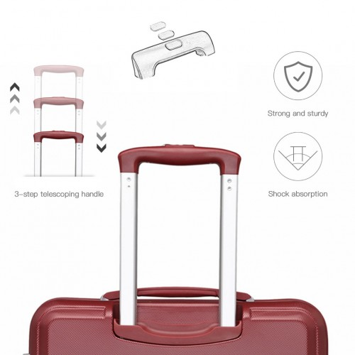 Kono ABS 24 Inch Sculpted Horizontal Design Suitcase - Burgundy