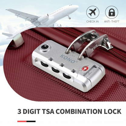 Kono ABS 24 Inch Sculpted Horizontal Design Suitcase - Burgundy