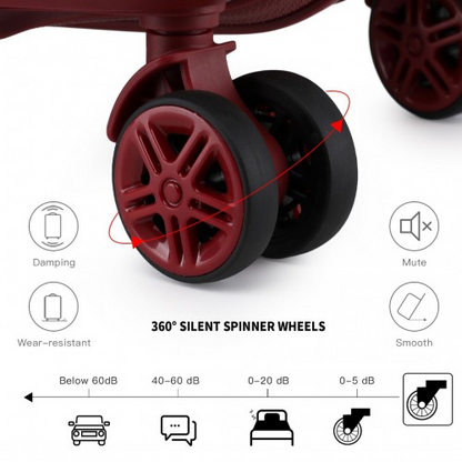 Kono ABS 24 Inch Sculpted Horizontal Design Suitcase - Burgundy